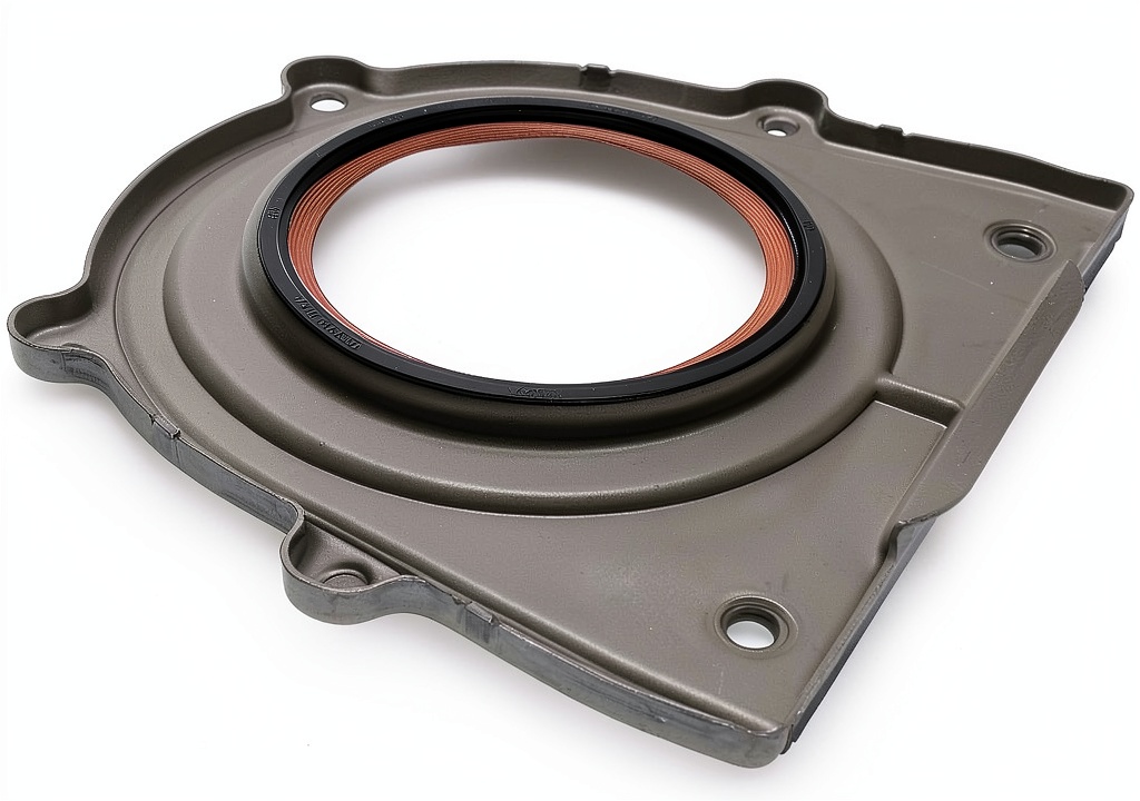 Installing Dorman Rear Main Seal Cover for Automotive Replacement on a garage workbench