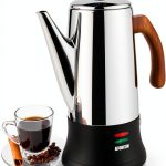 Electric Coffee Percolator APOXCON 8 Cup Stainless Steel Wood Handle-0