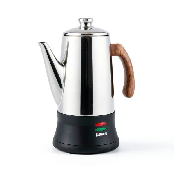 Electric Coffee Percolator APOXCON 8 Cup Stainless Steel Wood Handle-8