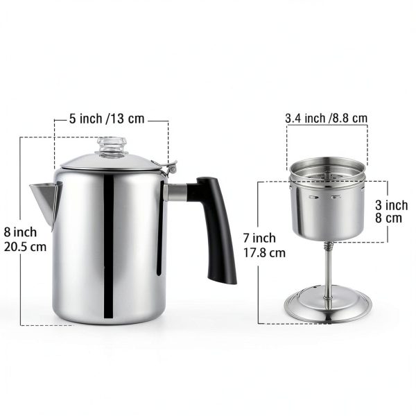 Stovetop Coffee Percolator 8-Cup Stainless Steel by Cook N Home-1