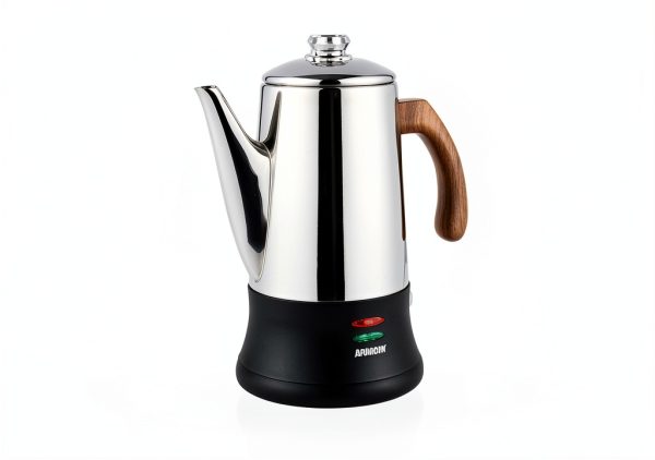 Electric Coffee Percolator APOXCON 8 Cup Stainless Steel Wood Handle-2