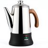 Electric Coffee Percolator APOXCON 8 Cup Stainless Steel Wood Handle-3