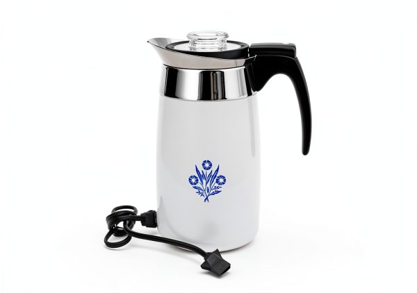 Corning Ware Blue Cornflower 10 Cup Electric Percolator Retro-0