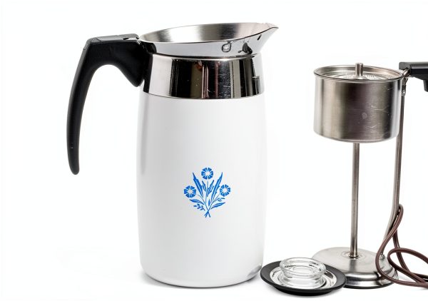 Corning Ware Blue Cornflower 10 Cup Electric Percolator Retro-5